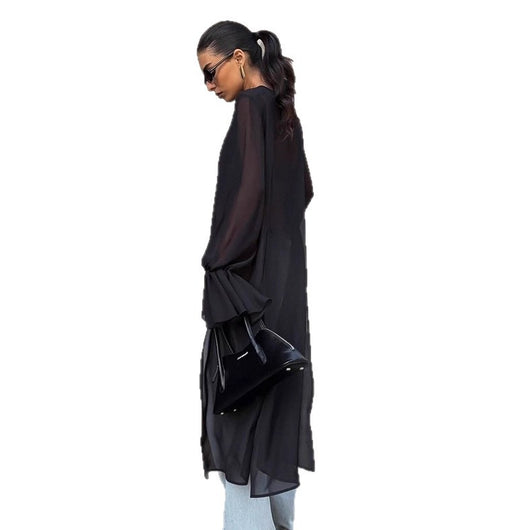 Blusa Holgada de Gasa Estilo Oscuro para Mujer - Image 5