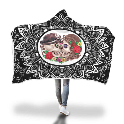 Poncho Manta con Capucha Calavera Impresión 3D Digital - Image 3