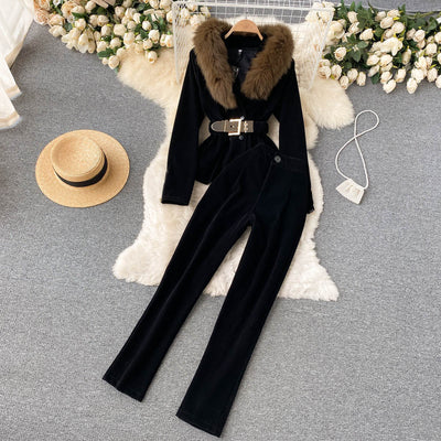 Traje Ejecutivo Mujer con Abrigo de Peluche Sintético - Image 12