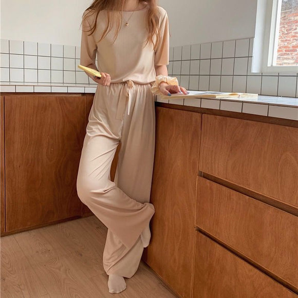 Conjunto de Pijama Ice Silk - Shorts y Blusa Fresca para Casa