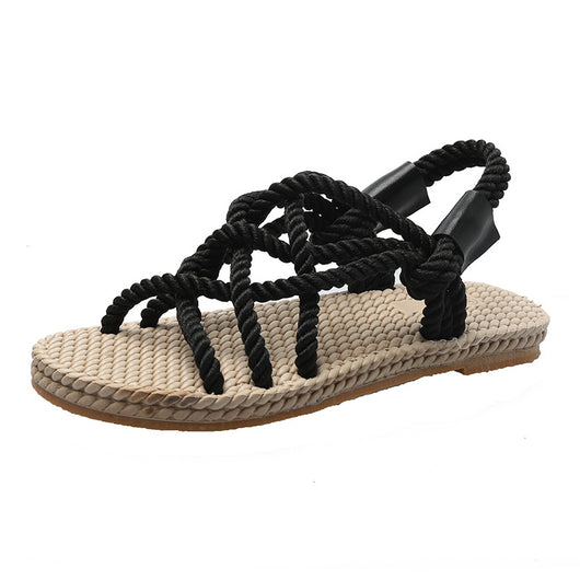 Sandalias Romanas Tejidas de Cáñamo para Mujer - Image 11