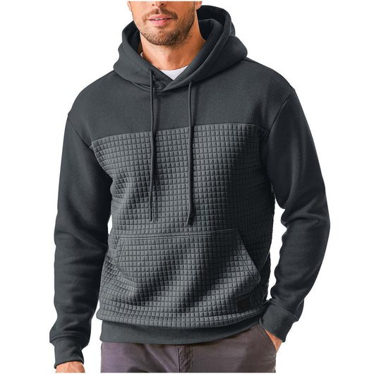 Chaqueta Sudadera Deportiva Talla Grande con Forro Polar y Diseño Patchwork Cuadros - Image 8