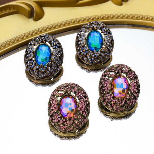 Aretes Vintage de Corte Clásico con Piedra Incrustada
