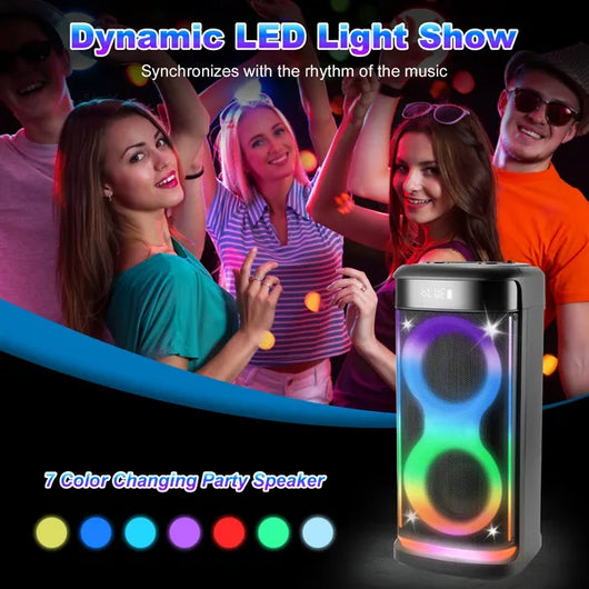 Parlante Portátil Inalámbrico para Fiestas con Micrófono y Luces LED - Image 12