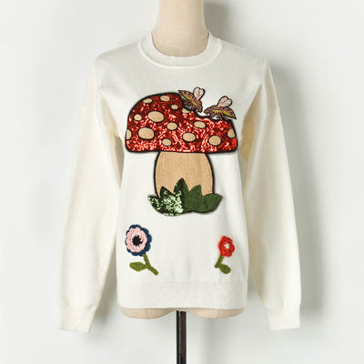 Suéter Tejido con Abeja y Champiñón de Lentejuelas - Image 6