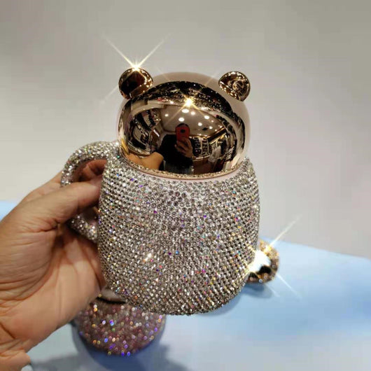 Taza Cerámica Infantil Osito con Tapa y Diseño de Diamantes - Image 9
