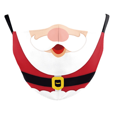 Black double-layer dust mask with a vibrant, multi-colored snowflake digital print and ear hooks. - Image 15