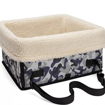 Double layer thickened waterproof dog car seat pad with grey camouflage exterior and plush cream-colored lining. - Image 6