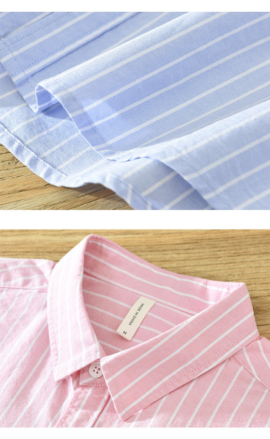 Camisa Oxford Casual de Rayas para Hombre - Corte Relajado y Manga Larga - Image 20