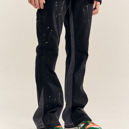 Pantalones Acampanados Hombre Deconstruidos con Detalles de Costura Splash Ink