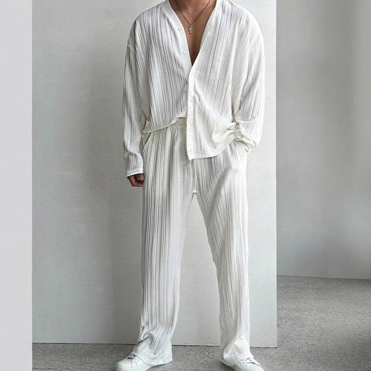 Traje Casual de Dos Piezas con Camisa de Manga Larga