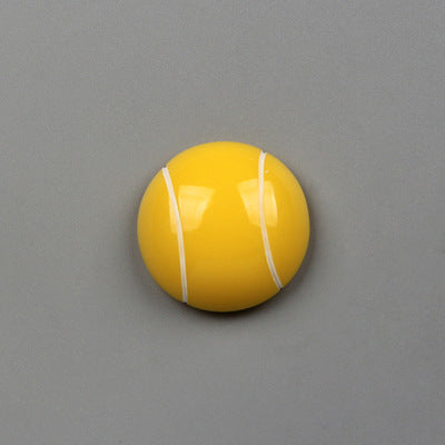 Yellow tennis ball shaped refrigerator magnet with white lines, made of resin and a strong magnet. - Image 13