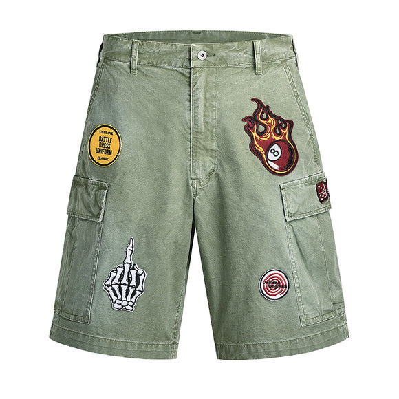 Shorts Cargo Vintage Desgastados con Bordados