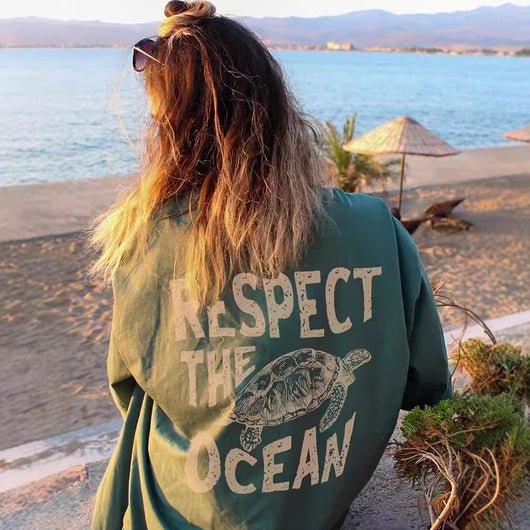 Blusa Casual Mujer Estampado Tortuga Manga Corta Transpirable