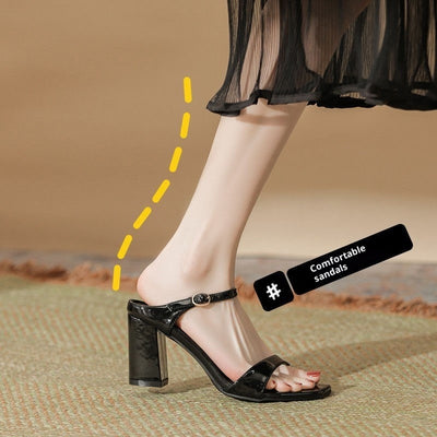 Sandalias de Tacón Grueso Estilo Europeo con Tira Trasera y Punta Abierta - Image 6