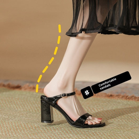 Sandalias de Tacón Grueso Estilo Europeo con Tira Trasera y Punta Abierta - Image 6