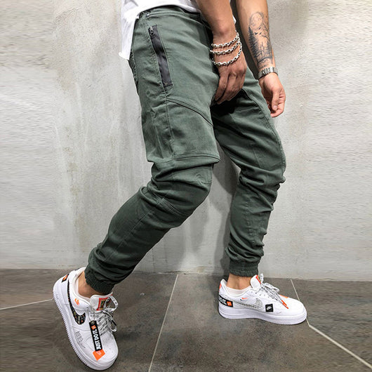 Pantalones de trabajo multibolsillo color sólido para hombre - Image 8