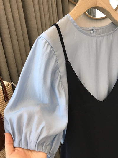 Conjunto de 2 Piezas: Blusa Tencel y Vestido Maxi con Tirante Francés - Image 10