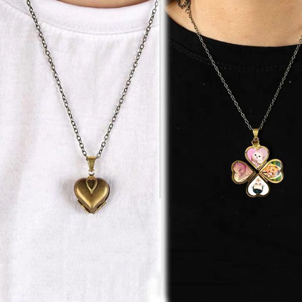 Collar Colgante Trébol de Cuatro Hojas Retro en Cobre Puro con Lazo Tridimensional
