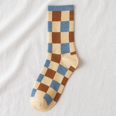 Calcetines de Algodón para Mujer con Diseño Cuadros Azul Británico - Image 16