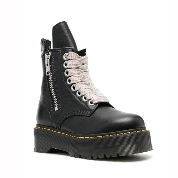 Botas Dr Estilo Litchi con Cierre Lateral y Suela Reforzada