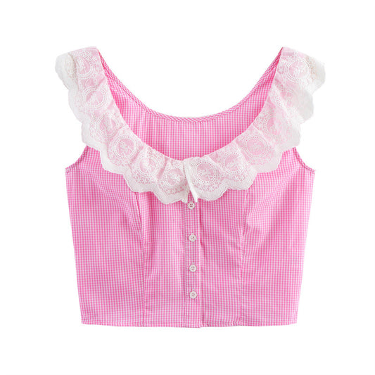 Top Encaje Estilo Americano con Tirantes Ajustables