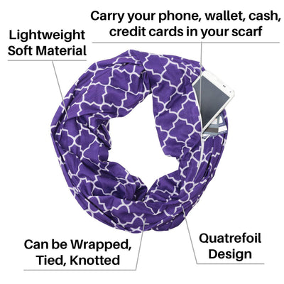 Pañoleta Tejida con Bolsillo Cremallera Infinita y Estampado Floral de Cuatro Pétalos - Image 30
