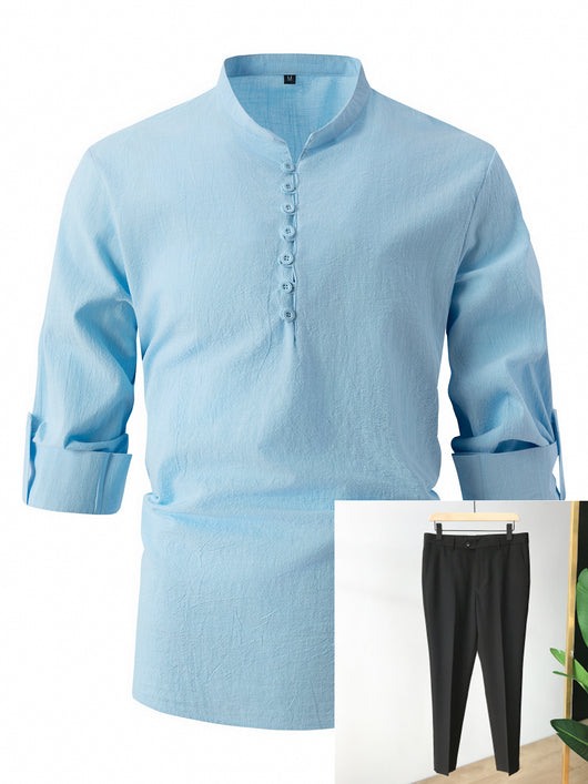 Camisa Casual de Negocios Retro Slim Fit - Algodón y Lino Primavera Otoño - Image 2