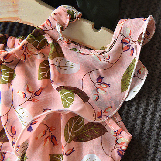 Vestido Infantil Bohemio Gasa Hojas Sin Mangas - Image 18