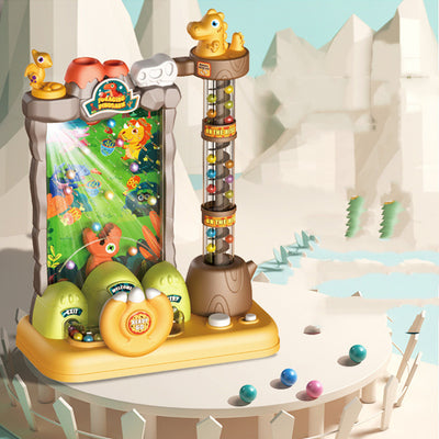 Dinosaur-themed children's board game with a marble run, interactive steering wheel, lights, and music. - Image 10