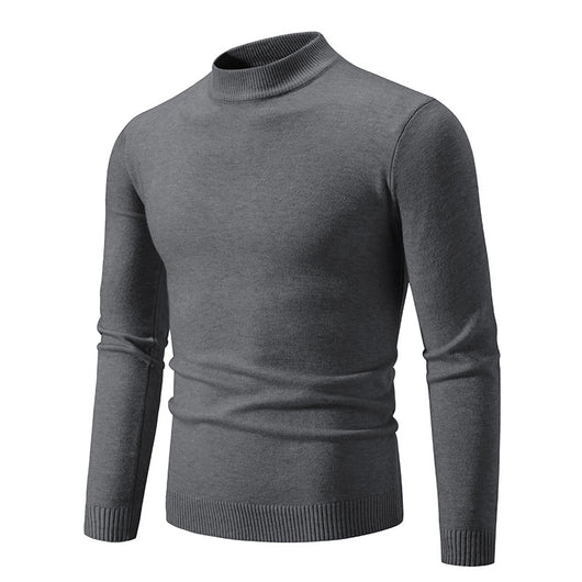 Suéter Cuello Redondo Hombre Invierno Ajustado Color Sólido - Image 6