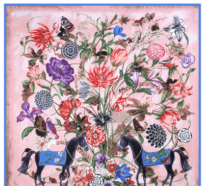 Pañuelo de Seda Twill Estampado Flores y Aves Jungle 130cm Protección Solar - Image 31