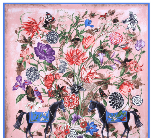 Pañuelo de Seda Twill Estampado Flores y Aves Jungle 130cm Protección Solar - Image 31