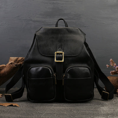 Mochila de Cuero Genuino Estilo Retro con Gran Capacidad para Mujer - Image 6