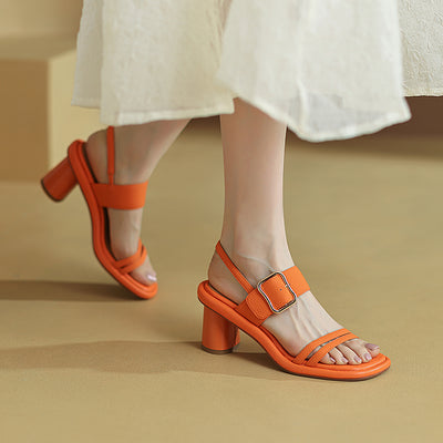 Sandalias de Cuero para Mujer con Punta Cuadrada - Comodidad de Verano - Image 8
