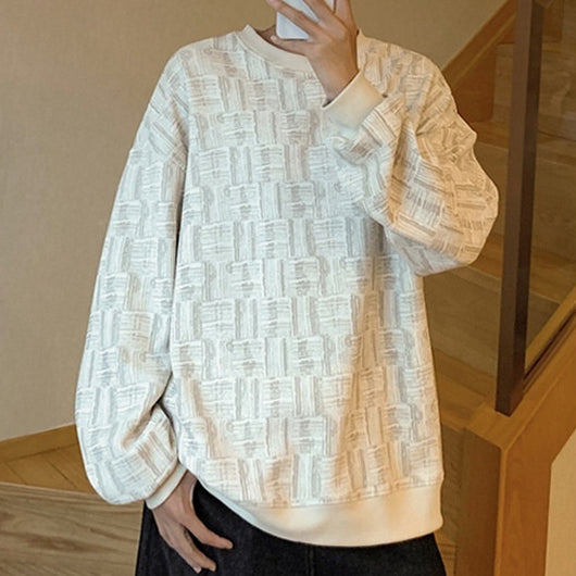 Sudadera Holgada con Cuello Redondo para Hombre