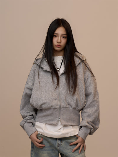 Cardigan Gris con Capucha y Doble Cierre - Image 17