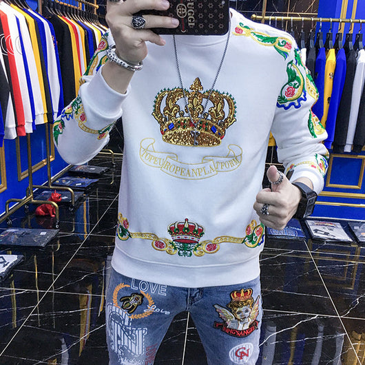 Suéter Holgado de Manga Larga con Bordado de Corona - Estilo Tendencia - Image 9