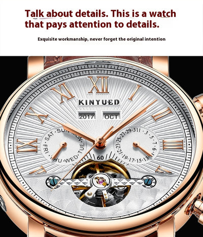 Reloj Mecánico Automático para Hombre en Cuero Auténtico con Diseño Calado - Image 13