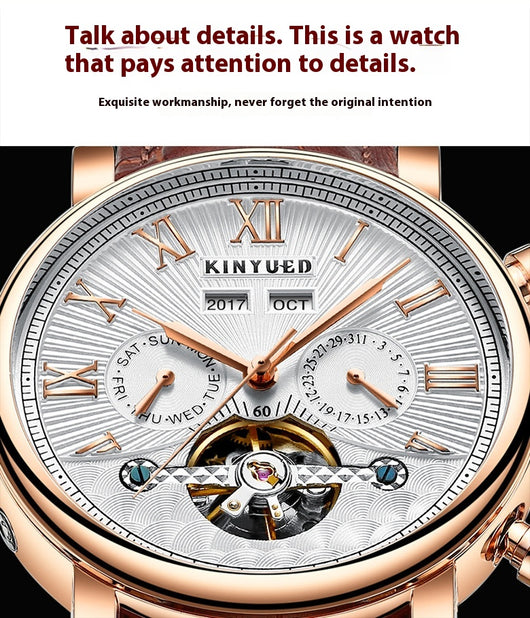 Reloj Mecánico Automático para Hombre en Cuero Auténtico con Diseño Calado - Image 13