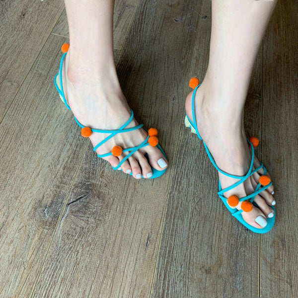 Sandalias de Tacón Alto Elegantes en Cuero Genuino Francés con Tiras Finas