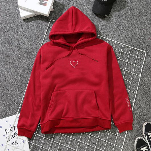 Sudadera con Capucha Love Bordado - Pullover Polar de Moda