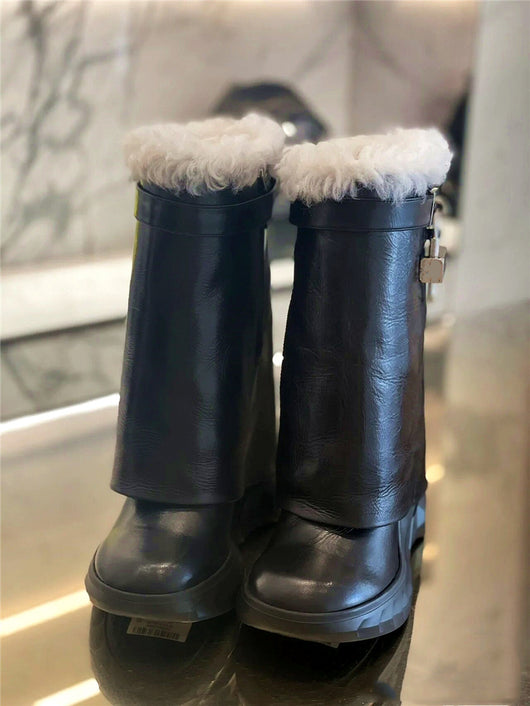 Botas Oversized de Felpa para Mujer - Largo Medio - Image 11