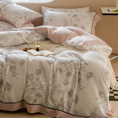 Juego de Cama Tencel Estilo Pastoral Retro de Cuatro Piezas - Image 9
