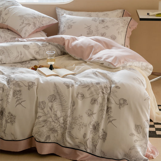Juego de Cama Tencel Estilo Pastoral Retro de Cuatro Piezas - Image 9