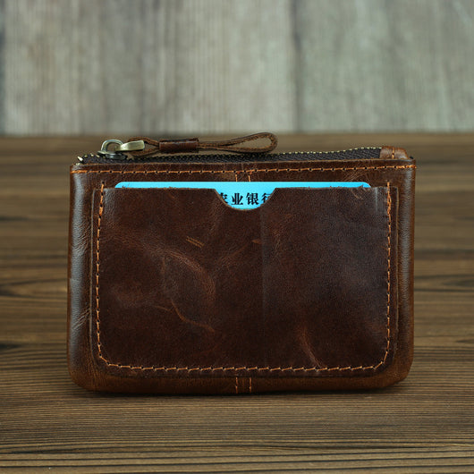 Monedero Compacto de Cuero Crazy Horse Estilo Retro para Hombre - Image 3