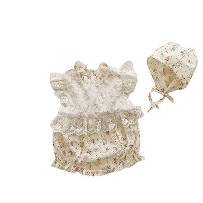 Conjunto Elegante Pelele Princesa de Encaje con Gorro - Image 4
