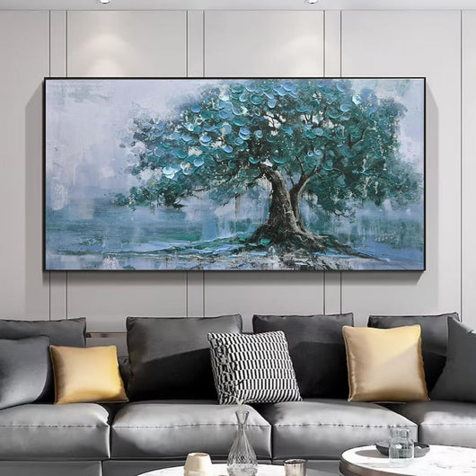 Cuadro al Óleo Handpintado Árbol Verde Grande Pintura Abstracta Moderna sobre Lienzo - Image 4