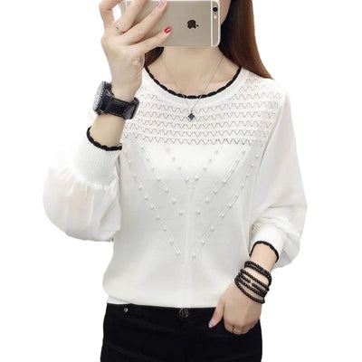 Blusa Térmica de Seda de Hielo Tejida Manga Larga Cuello Redondo - Image 5
