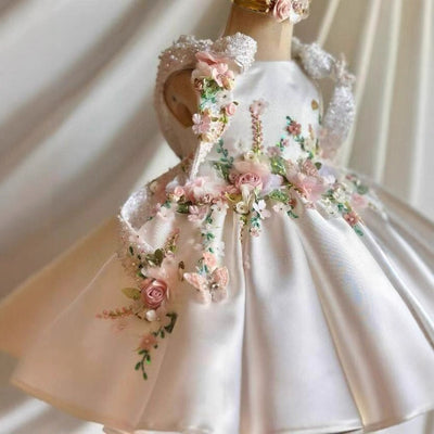Vestido de Princesa Floral Retro para Cumpleaños Infantil - Image 4